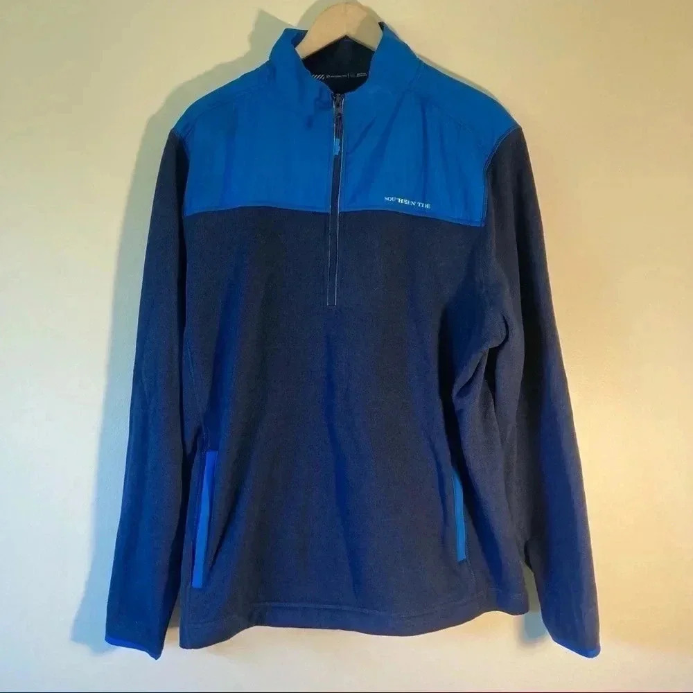 Southern Tide blue navy half zip sweater